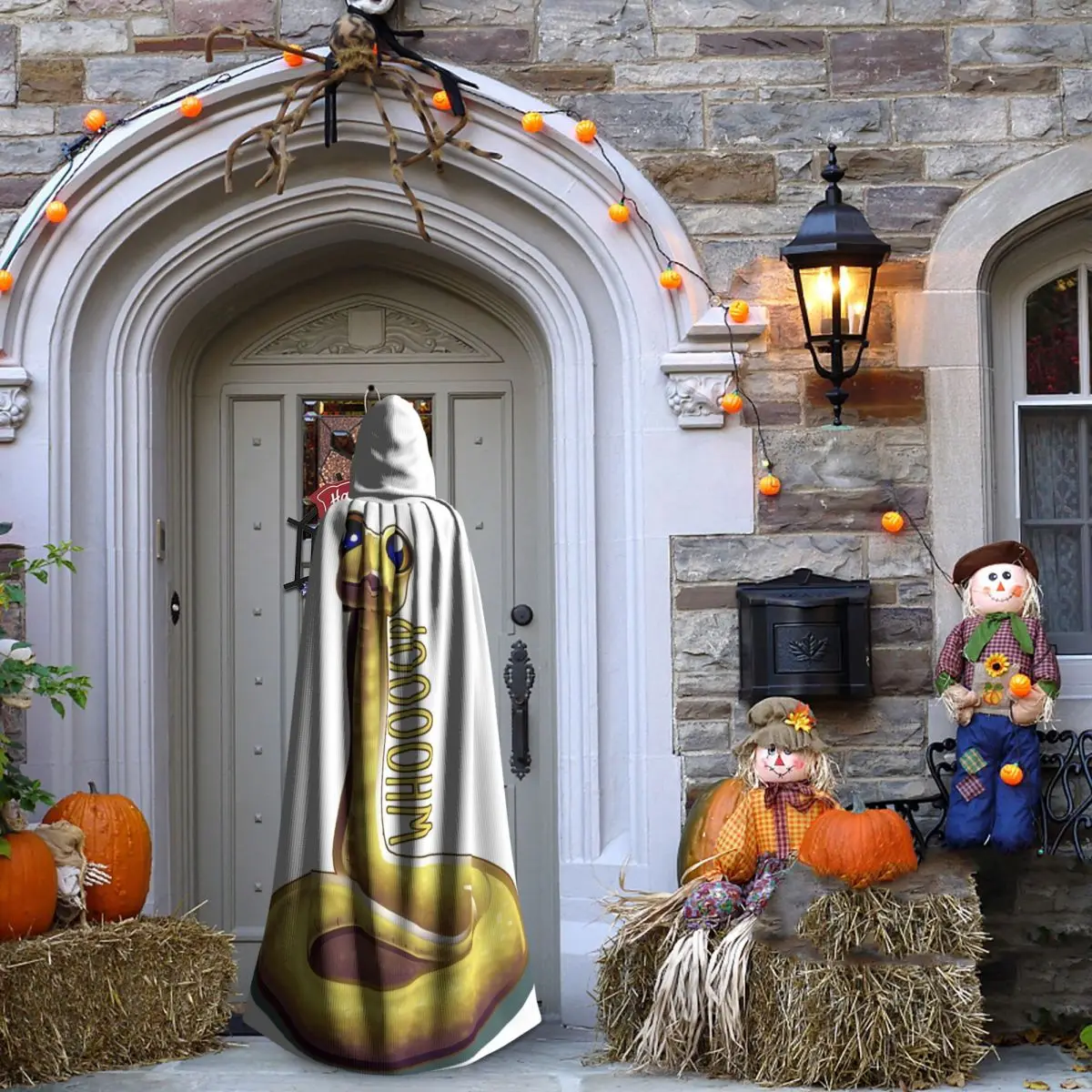 Whooping الأفعى طويلة مقنعين عباءة الساحرة القرون الوسطى زي تأثيري كيب HalloweenParty الكبار للجنسين