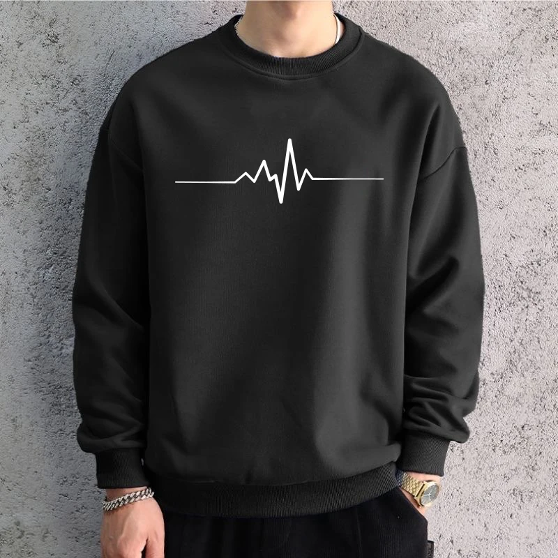 

Men Oversized Graphic Sweatshirts Hoodied Korean Simplicity Printed Long Sleeve T-shirt Cotton Hip Hop Sports Top Men Clothes