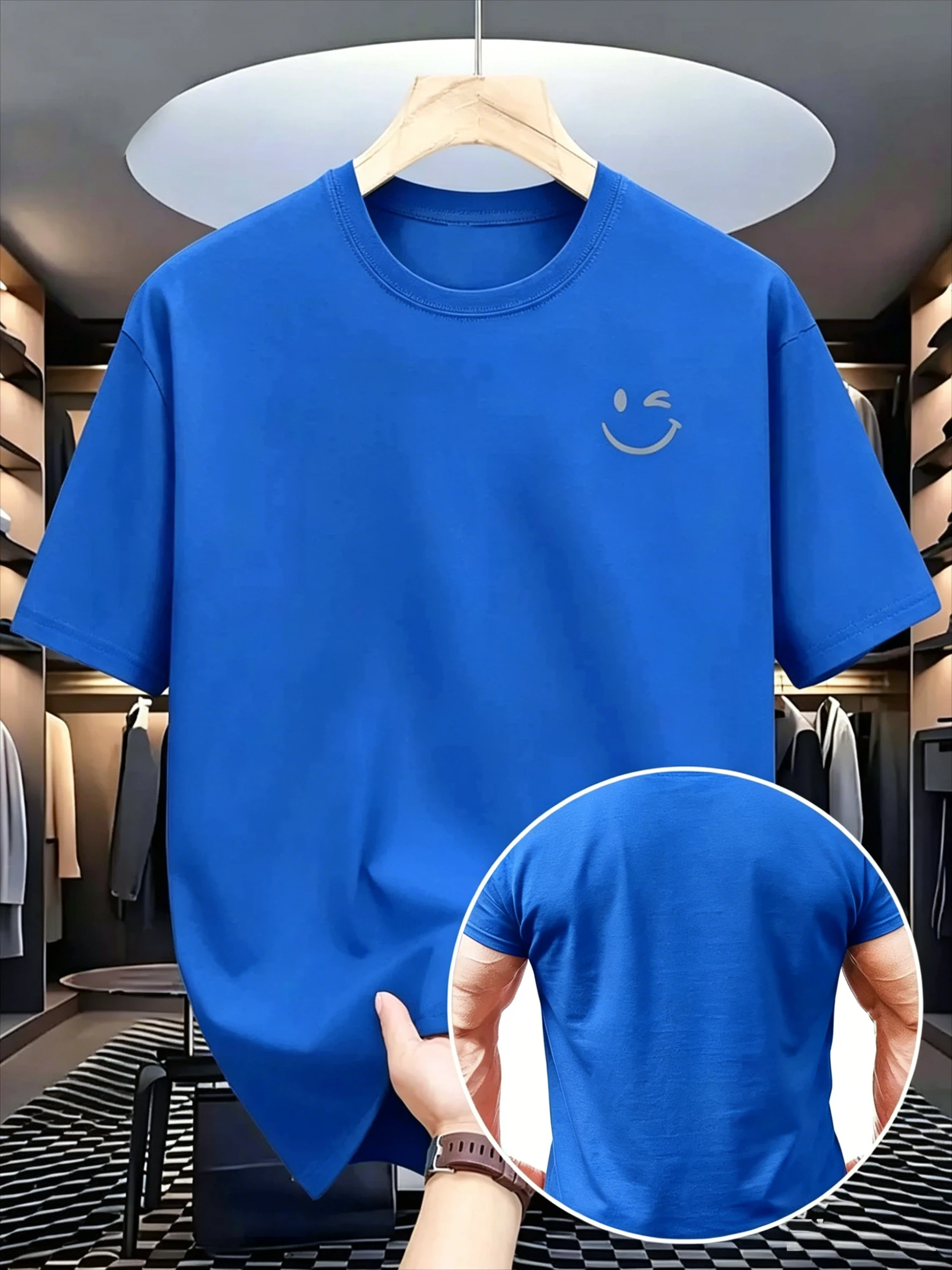 Best-selling men's round-neck breathable T-shirt, summer American-style retro fun expression print 100% pure cotton top