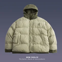 Parkas acolchadas gruesas de plumón para hombre, ropa de calle Retro, Hip-hop, patrón de letras impresas, chaqueta con capucha hinchada, abrigo cálido de invierno