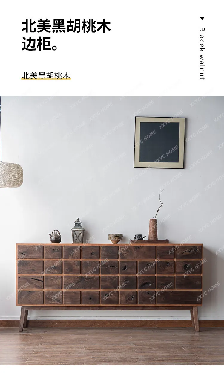 Solid wood furniture, black walnut, multi-chest cabinet, TV cabinet, silent wind, white oak, scarred hunting