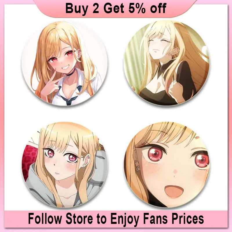 My Dress-Up Darling Anime Brooches Cartoon Cosplay Badge Accessories Kitagawa Marin Kuroe Shizuku Pin Backpack Decoration Gift