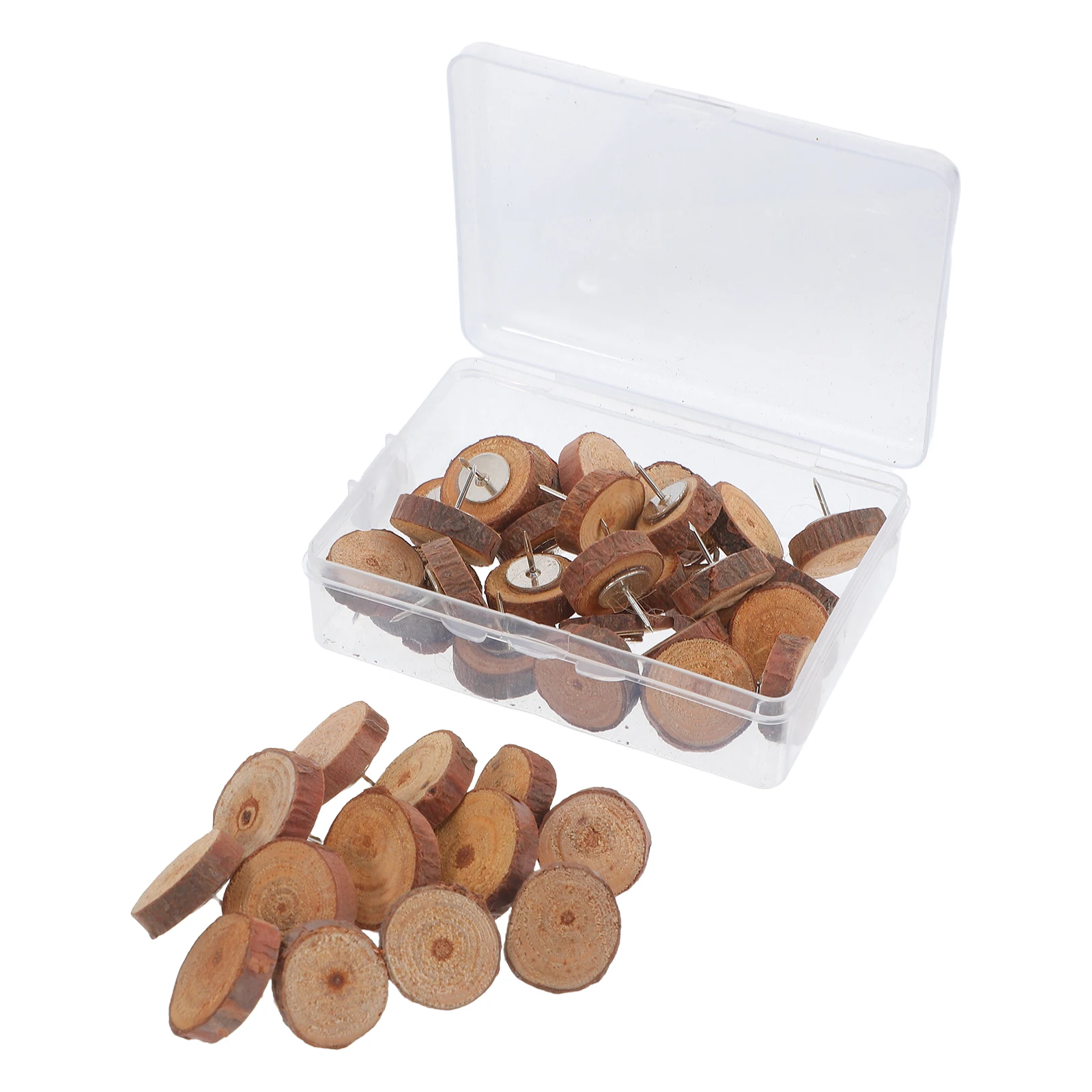 

40Pcs Wooden Push Pins Flat Head Thumbtacks Decorative Cork Board Pins for Notice Bulletin Wall Map Wooden Pushpins