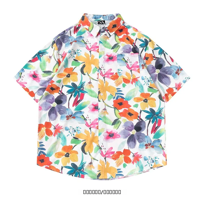 

from Oversize Short Sleeve Shirt Flower Graffiti Loose Fit Summer Casual Men's Shirt Comfortable Breathable