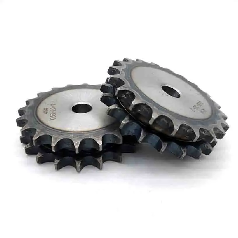 06B-2 Industrial Gear Sprocket Double Row Double Drive Duplex False Wheel 12-25 Teeth Compatible with 06B Roller Chain for Trans