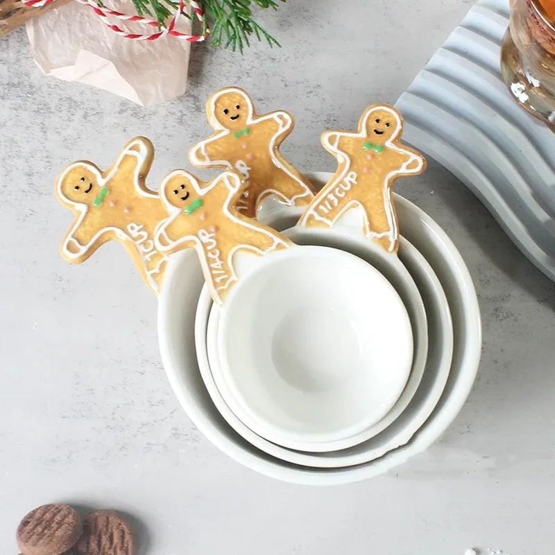 New Gingerbread Human Measuring Spoon Popular Punching 3D Hand-Painted Ceramic Measuring Cup Baking DIY Cake Special Household