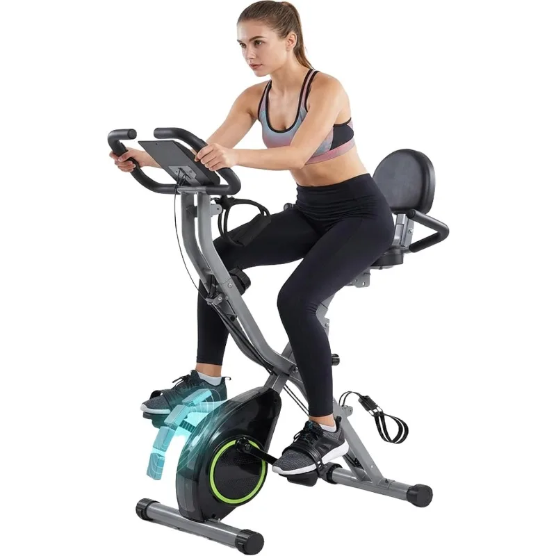 

Складной велотренажер USLIM для дома, 5-в-1, для тренировок в помещении, 16 уровней магнитного сопротивления, маховик 6,6 фунтов