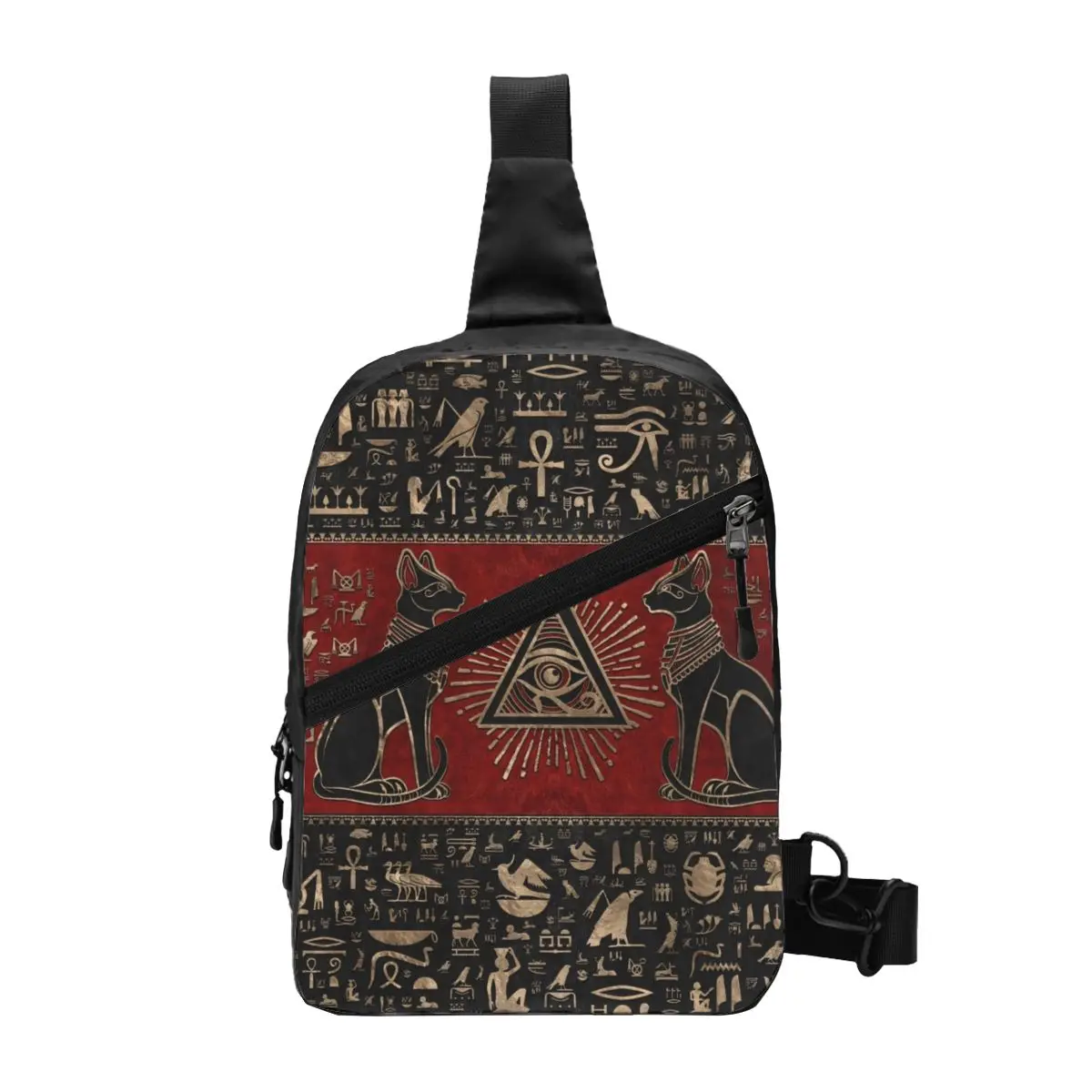 Antico egitto occhio di Horus Sling Chest Bag egiziano Bastet Cat Shoulder Crossbody zaino per uomo ciclismo campeggio Daypack