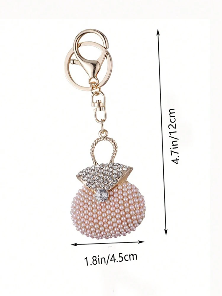 Korean Pearl Beads Diamond Studded Key Chain Advanced Exquisite Bag Pendant Holiday Gifts ﻿ ﻿ image 5