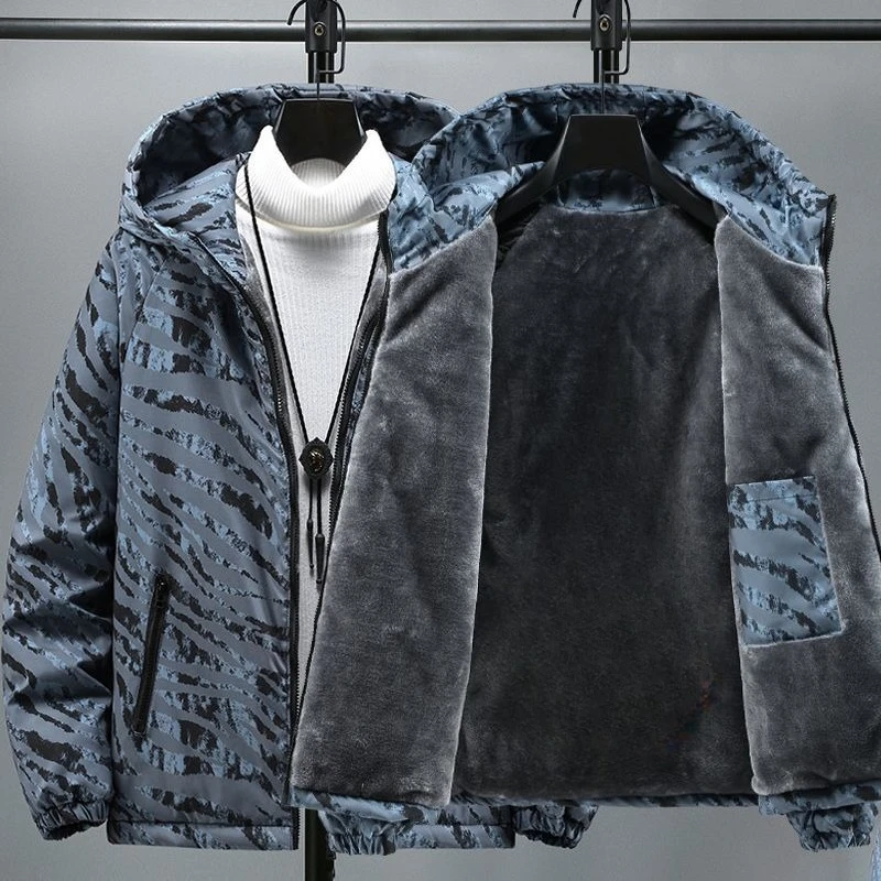 

​ Новинка 2024 года, мужская хлопковая куртка для студентов, свободное пальто с капюшоном и внутренним термошаром, школьная уличная одежда ​