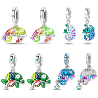Fit 3mm 925 Original Bracelets Fashion 925 Sterling Silver Chameleon Ladybird Change Color Charms Beads Fine DIY Jewelry Gifts