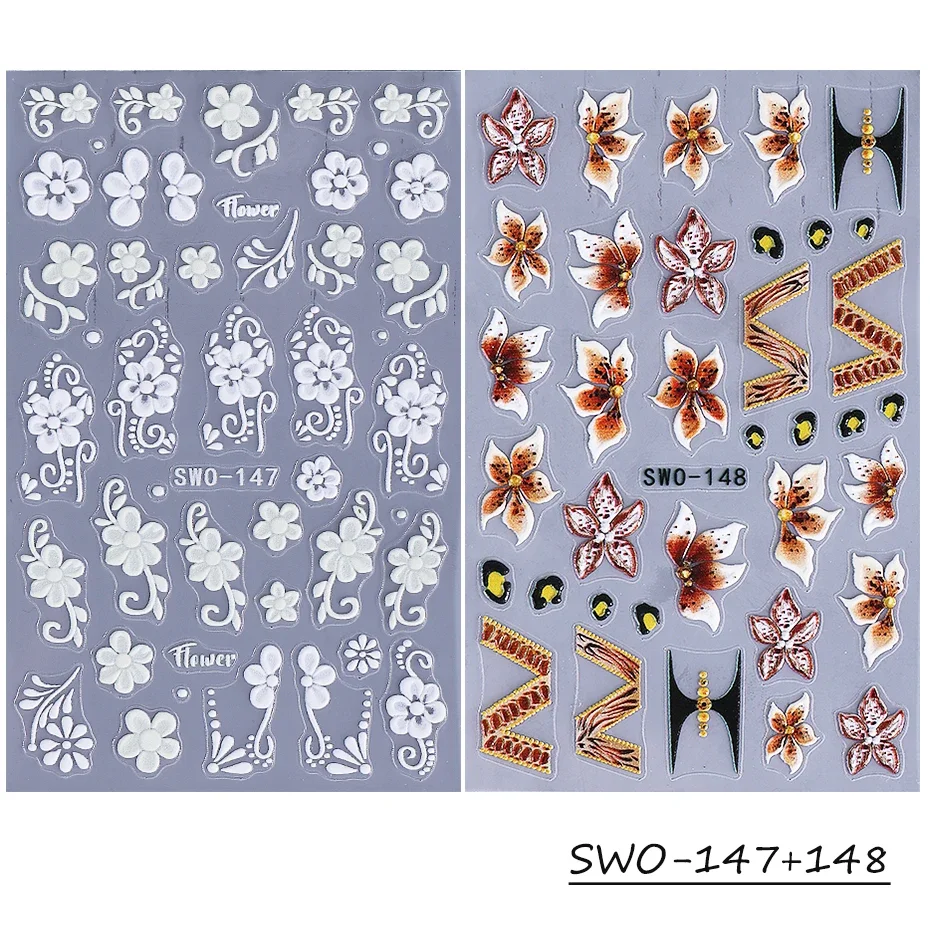 2 stuks witte kleine bloem nagelstickers holle Franse bloemblaadjes bloemen getextureerde zelfklevende stickers elegante bruiloft manicure decor