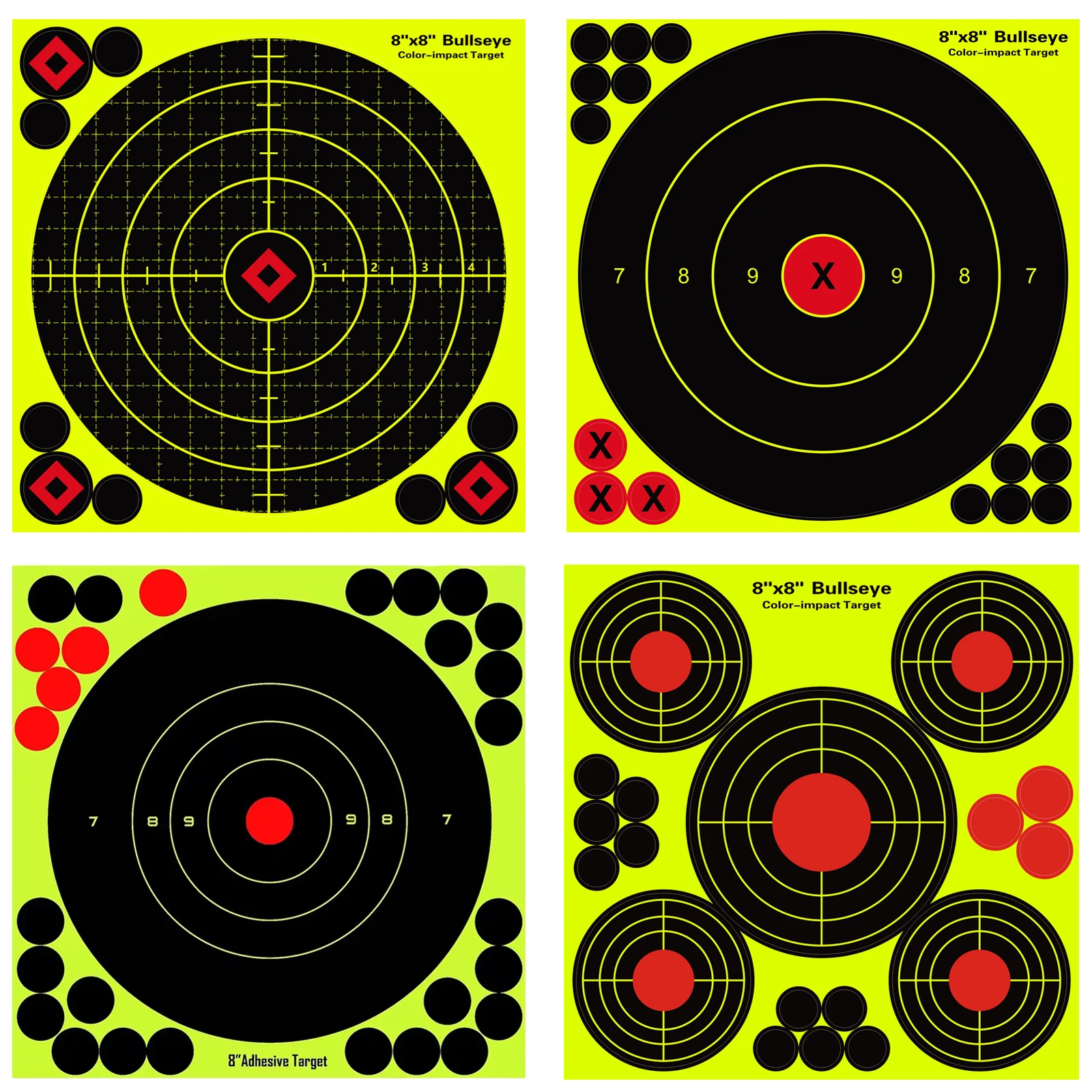 JOAXOR Splatter Adhesivo Bullseye Fluorescente Amarillo Pegatinas de Alcance de Tiro 8 Pulgadas