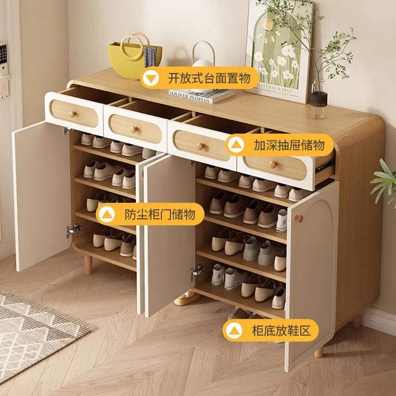 خزائن الأحذية الفاخرة حامل رف تخزين خشبي عرض خزائن الأحذية غرفة المعيشة الأبيض Scarpiera Salvaspazio شرفة الأثاث