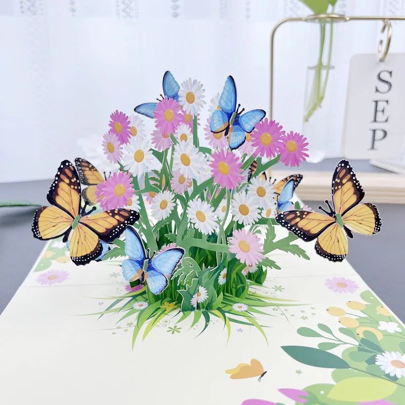 Butterfly 3D Pop-Up Cards Flowers Birthday Card Anniversary Gifts Postcard Sunflower Wedding Invitations Congratulation Cards