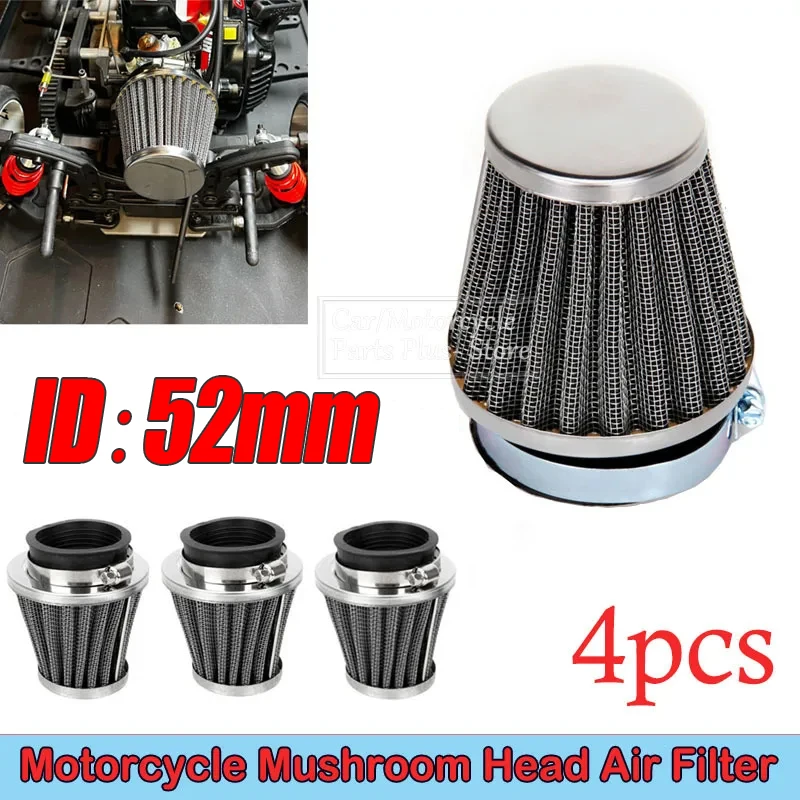 

4Pcs Motorcycle Air Filters Mushroom Head 52mm Clamp On Cleaner ATV Pit Dirt Bike Scooter Carburetor Air Intake Filter Cleane