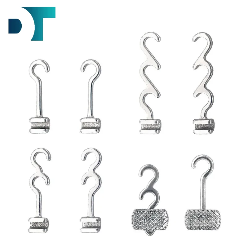 10pcs/Bag Dental Orthodontic Long Hook Curved Crimpable Hooks Braces Bondable Mesh Base Ortho Accessories Materials