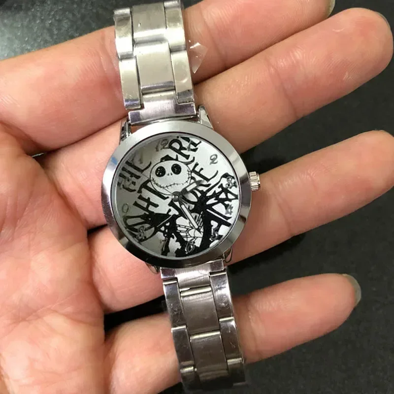 Disney The Nightmare Before Christmas Watch Cute Cartoon Jack Anime Waterproof Fashion Stainless Steel Watchband Kid Gift