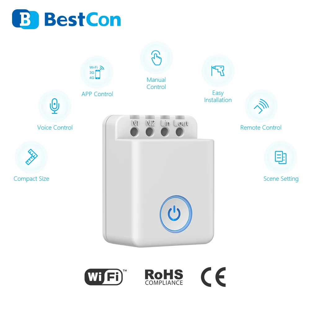 TISHRIC BroadLink SCB1E Smart WiFi Module 16A Metering Switch Metering And MCB1 Four Sets Works With Alexa And Google Assistant