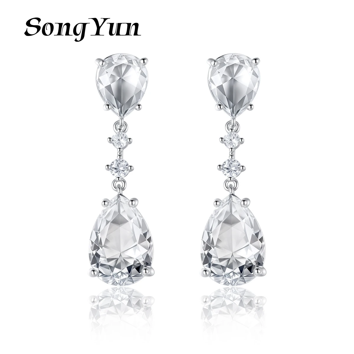 

SongYun Jewelry Manufacturer MHT Light Luxury Water Drop Earrings Copper Inlaid Zircon Earrings For Women With Earrings