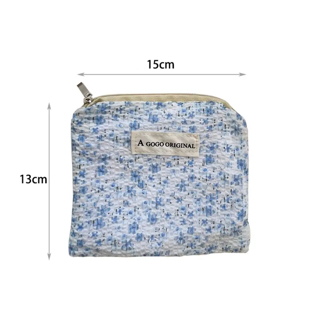 2024 Flowers Printing Cosmetic Bag Portable Fresh Style Lipstick Storage Bag Coin Purse for Women