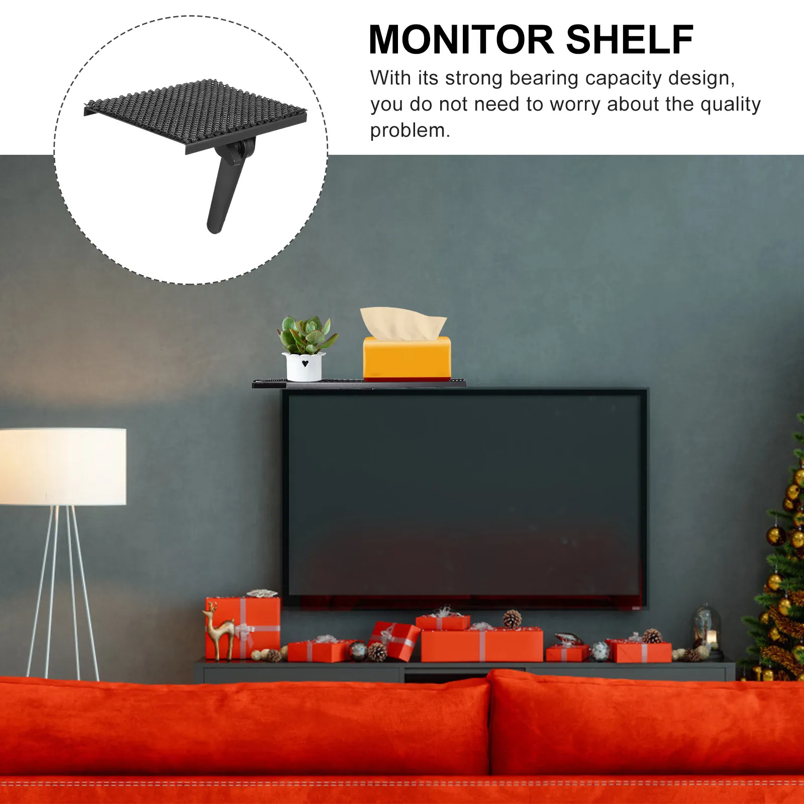 1Pcs Display Stand Iron Multifunctional Strong Bearing Capacity TV Shelf Screen Platform Home Office Router Stand Black