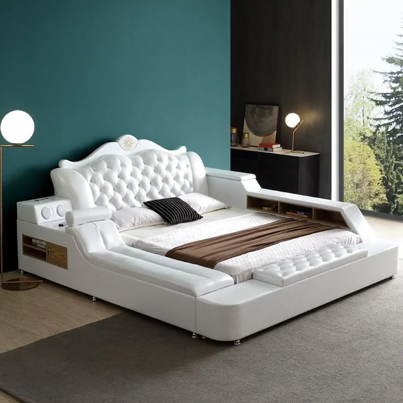 & Italian Fancy Organiser Bed Comfortable Sleeper Headboards Minimalist Bed Double Upholstered Luxury Relaxing Home Accessories
