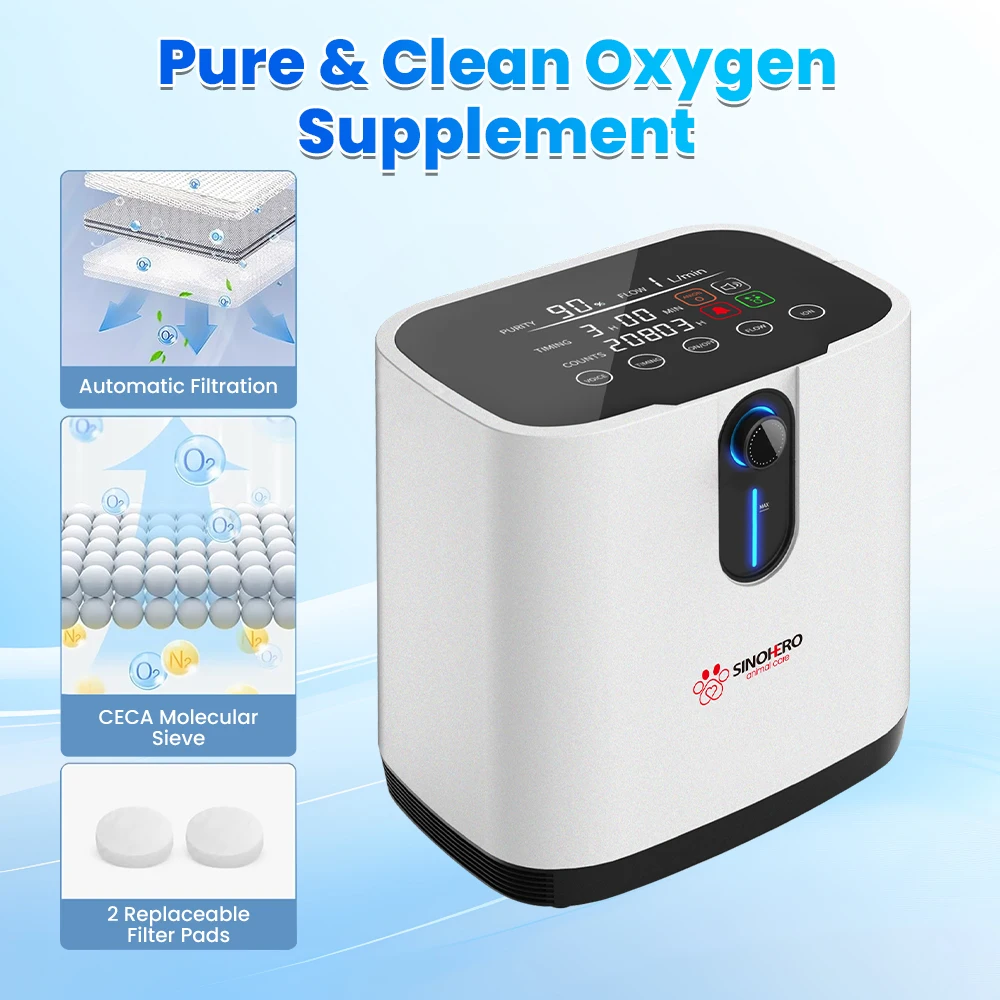 SINOHERO 1L-7L Adjustable Small Portable Veterinary Oxygen Concentrator for Pet Surgical Instruments
