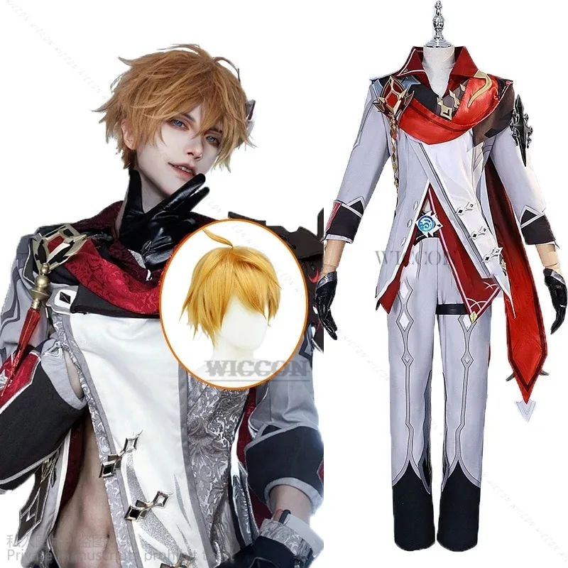 لعبة Genshin Impact Cosplay Tartaglia Ajax أزياء ممتازة أحذية شعر مستعار للهالوين وعيد الميلاد مجموعة ملابس الرجال لعب الأدوار كوسا؛ 2 ك