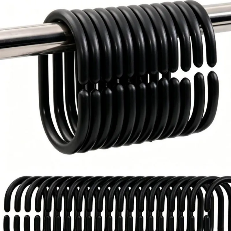 65 pcs C-Type Shower Clips, Smooth Glide No Stick, Moist Environment Home Toilet Partition, Easy Snap-On Closure