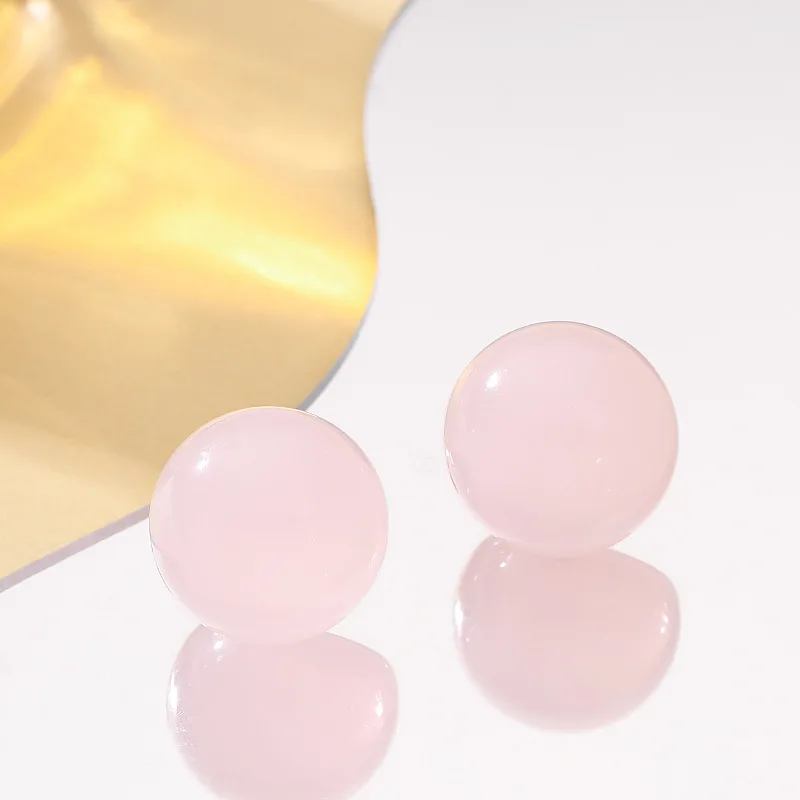 Super fairy and sweet temperament, fairy style macarons, candy-colored resin ball earrings, simple and versatile earrings