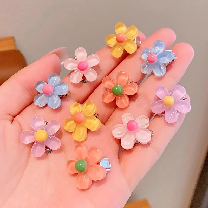 10 Stück süße Mädchen-Ohrringe, Ohrclip ohne Ohrloch, Blumen-Ohrringe, Kinderschmuck, Prinzessinnen-Geburtstagsgeschenke für Mädchen, Kinder-Accessoires – Detail 7