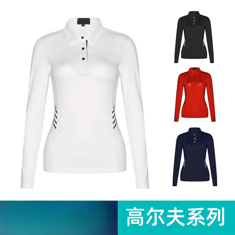 

Women's Long Sleeve Golf T-shirt, Monochromatic Shirt, Windproof Fabric, Spring and Autumn, New, 2024