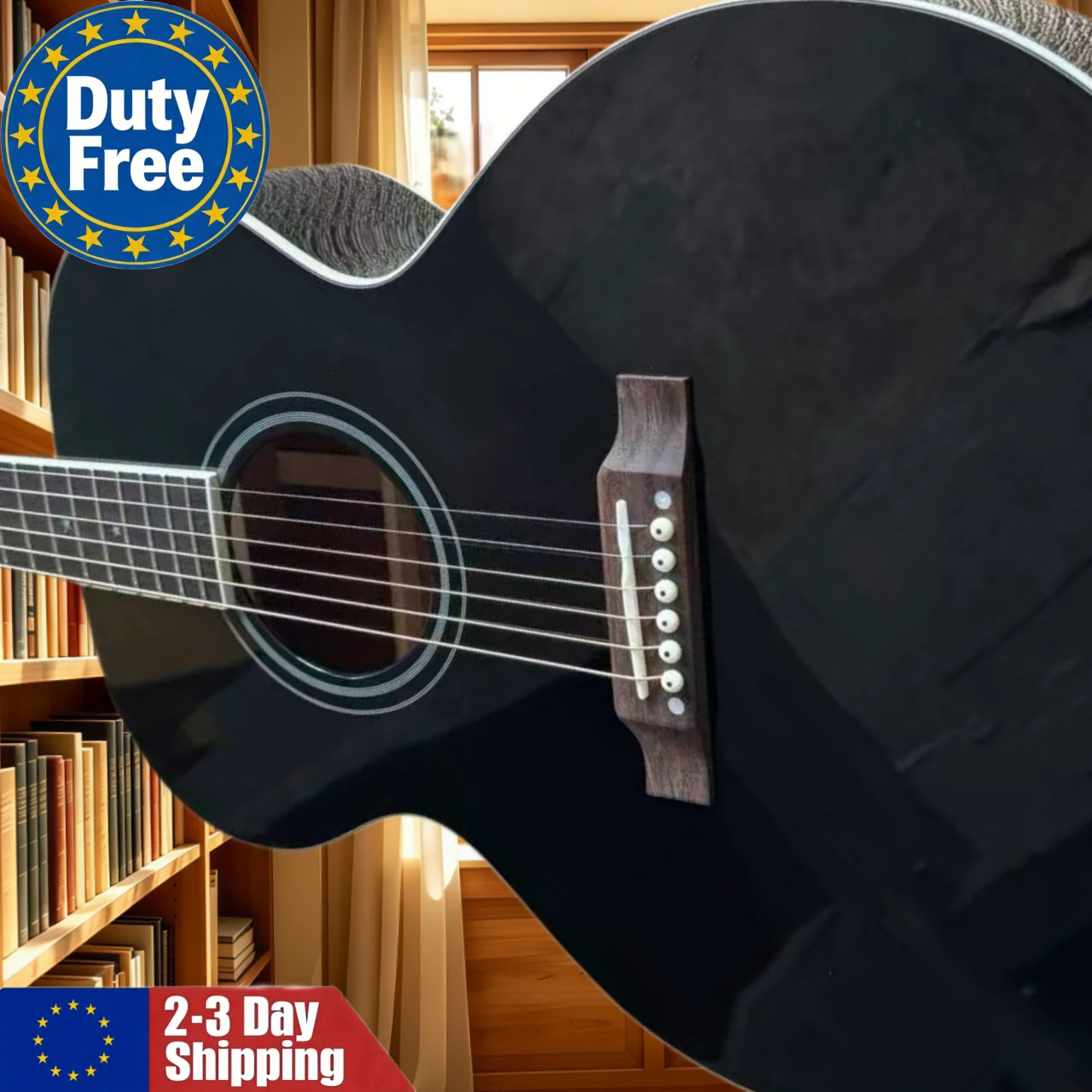 Guitare folk allemande prête à être expédiée, série 180 noire, pour débutants, avec pont fixe, manche en palissandre, instrument à cordes d'entrée de gamme pour les amateurs de musique