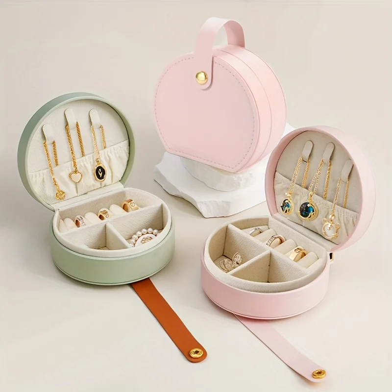 Portable Half-Circle Jewelry Box, Handheld Storage for Rings, Earrings,Necklaces & Keys,Ideal for Mother's Day & Valentine's Day