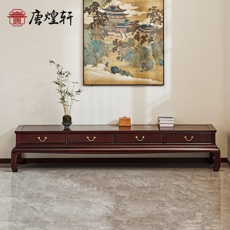 For Mahogany Furniture African Lobular Red Sandalwood Solid Wood Floor to Ceiling TV Cabinet Chinese Style Storage Locker