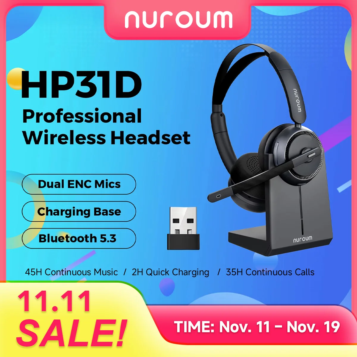Why the Nuroum HP31D Wireless AI Noise Cancellation Headset Is the Best Wireless Work Headset for Remote Professionals