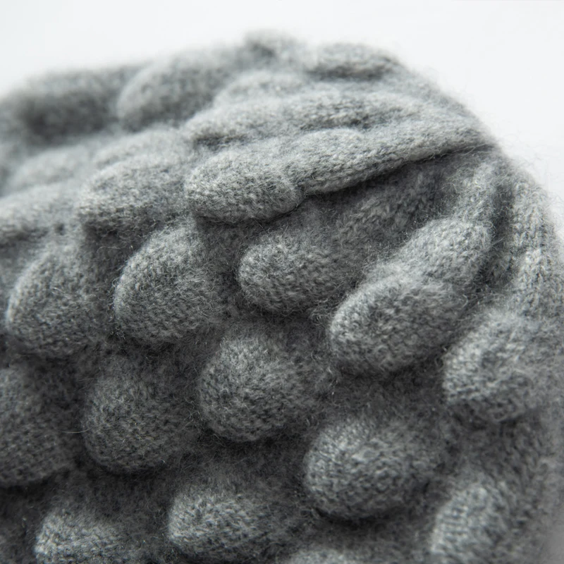 Aクラスカシミヤ厚手暖かい帽子女性の冬の立体ニットカシミヤ帽子ファッション高品質レジャー帽子女性