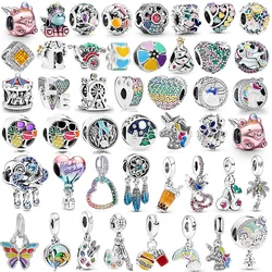 Colgante de unicornio colorido para pulsera Pandora, accesorios de joyería, regalos de cumpleaños, novedad de 2024