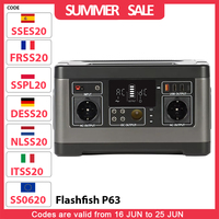 Flashfish P63 Portable Power Station, 520Wh/140400mAh Lithium Battery Solar Generator, 500W AC Output, 5xDC Ouputs, 4xUSB Output