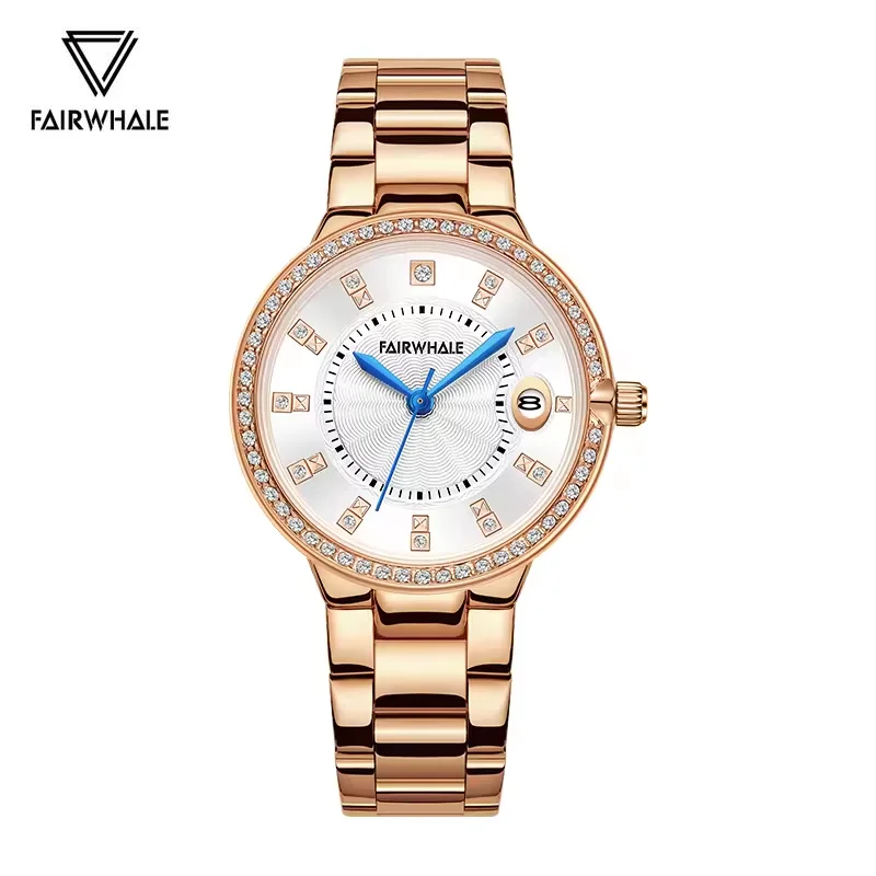 

Часы Mark Fairwhale для женщин, модные простые часы с розой, роскошные водонепроницаемые кварцевые наручные часы с календарем, женский подарок