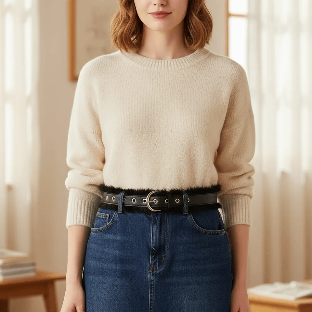 شخصية واسعة الجلود الفراء حزام النمط الغربي الرجعية الشرير نمط حزام الجينز ديكور مشبك معدني أفخم حزام فستان الديكور #2