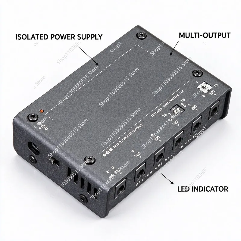 Pedal Power Supply Isolated 6 8 12 15 Outputs 9V 12V DC Guitar Effect Pedalboard Stompbox Compact Low Noise