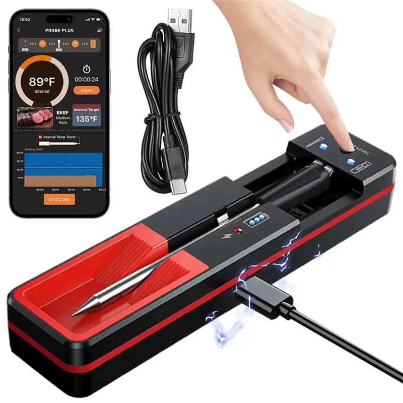 

ABPR-Meat Thermometer Wireless Meat Thermometer Meat Thermometer For Smoker Rotisserie