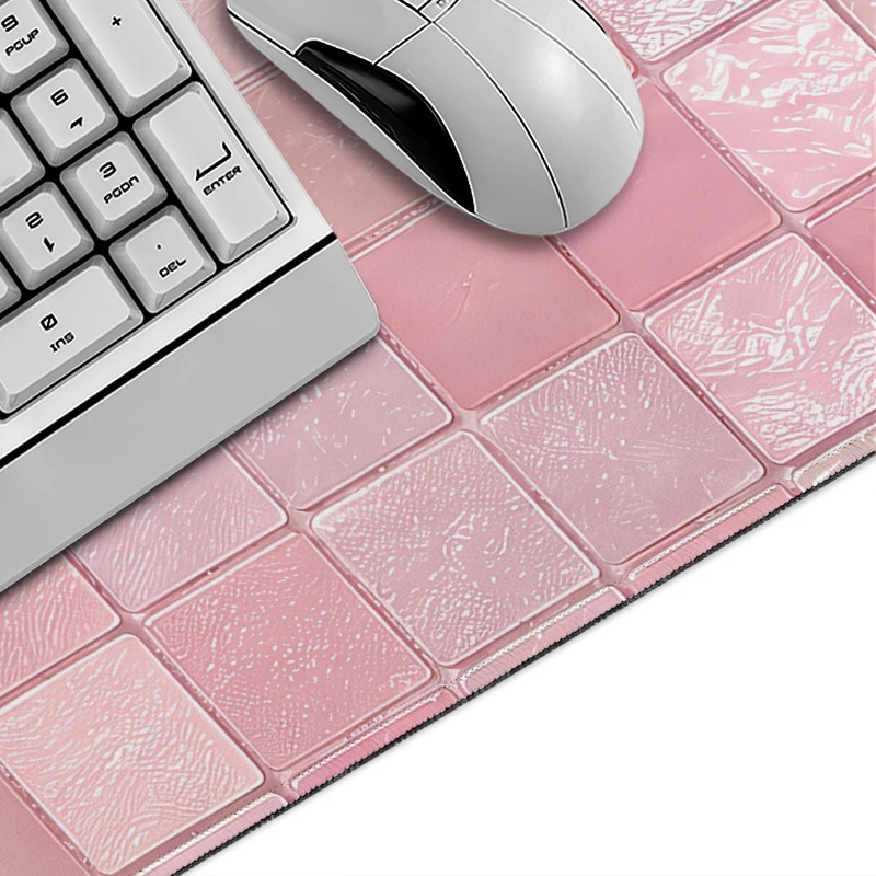Pink Mosaic Checker Mouse Pad Gamer printon demand Computer New Mousepad XXL Soft Natural Rubber Office Computer Mice Pad