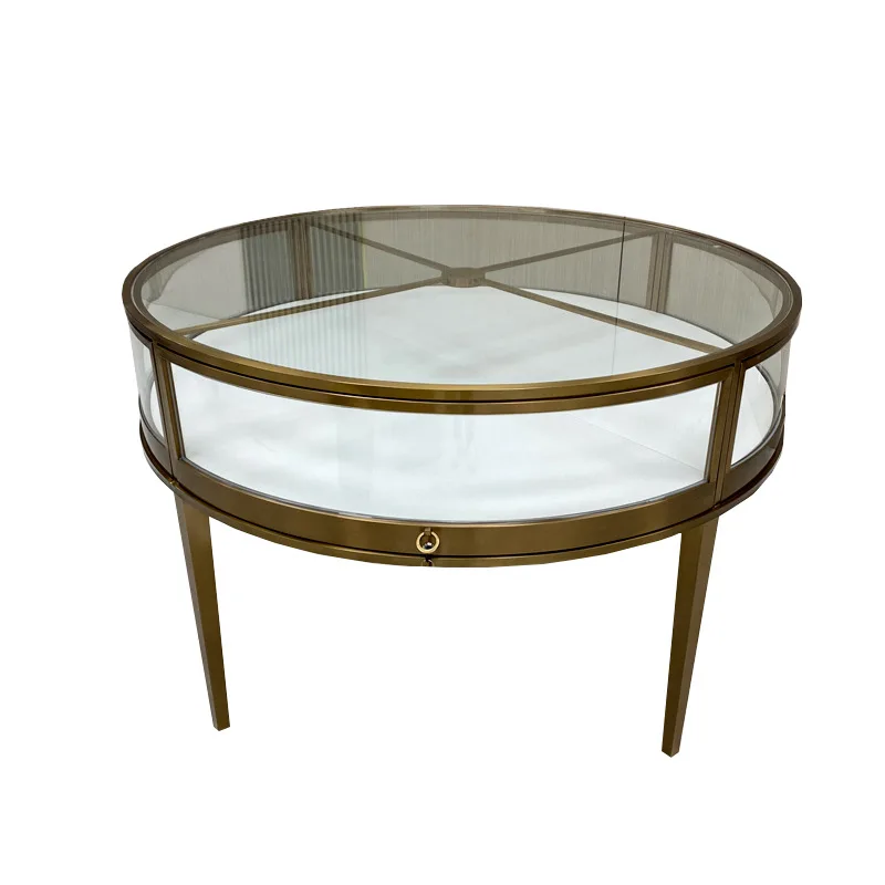 Stainless steel round cabinets, jewelry display cabinets, gold jade jade glass cabinets, high-end luxury display cabinets