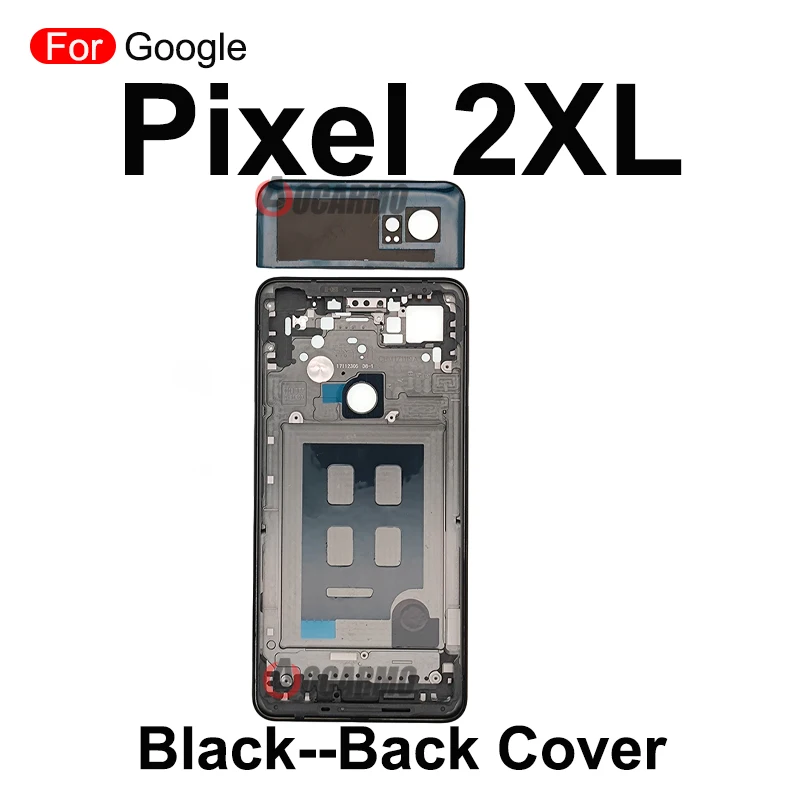 For Google Pixel 2 XL 2xl Middle Frame Board + Back Cover Plate Housing And Adhesive Replacement Part