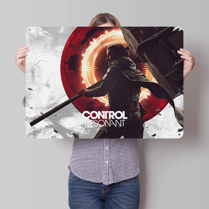 Control Resonant Game Art Personalized 3D Textured Metal Poster Wall Art Vintage Tin Signs for Luxury Decoration Home Wand Deko