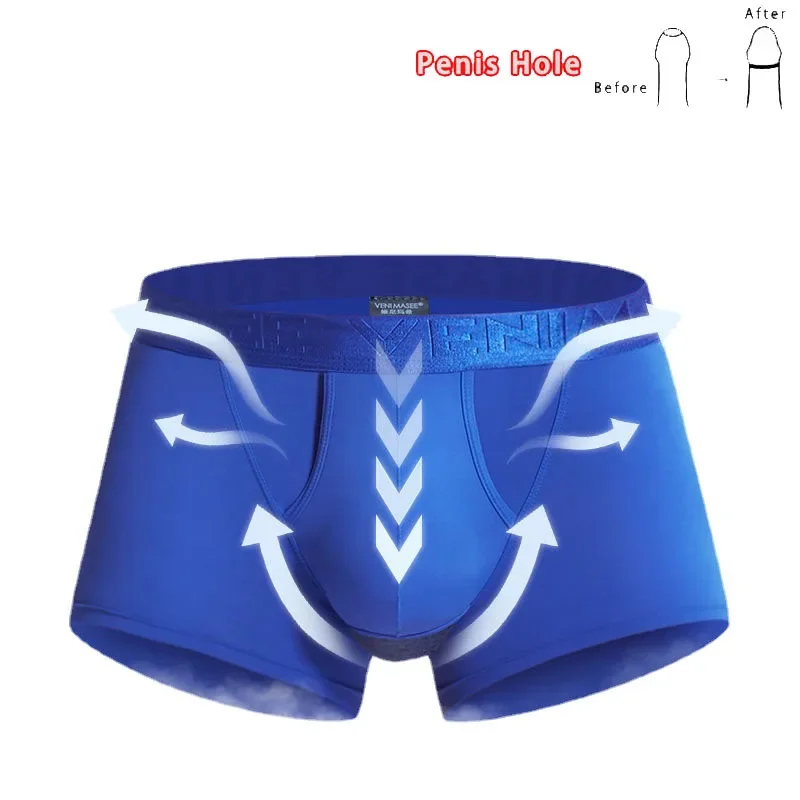 

U Convex Boxer Sissy Panties Gay Underpants Big Pouch Boxershorts Penile Hole Briefs Male Large Bag Underwear Men Pantaion Thong