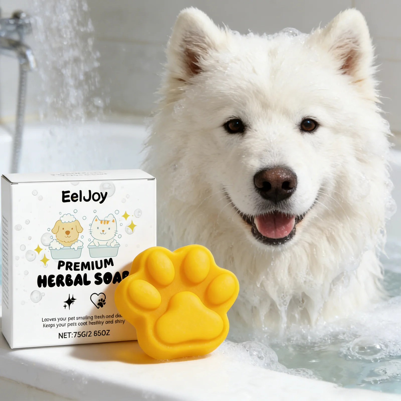 EelJoy Pet Soap for Cats And Dogs Daily Cleaning Plant-Based Body Hair Removal Odor Freshener Pet Care Grooming Product